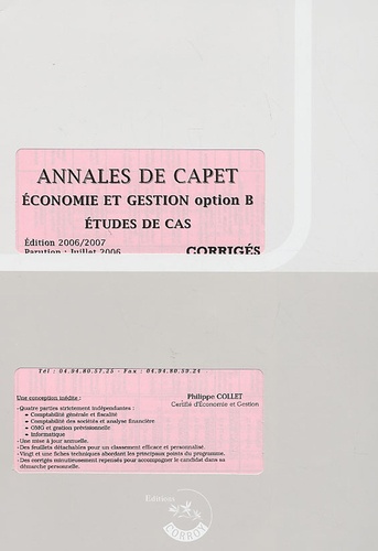 Philippe Collet - Annales de CAPET Economie et Gestion Etudes de cas - Corrigés.