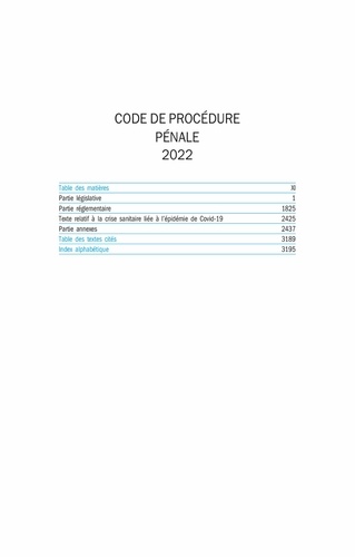 Code de procédure pénale  Edition 2022