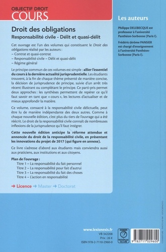 Droit des obligations. Responsabilité civile, délit et quasi-délit 8e édition