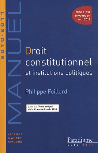 Philippe Foillard - Droit constitutionnel et institutions politiques.