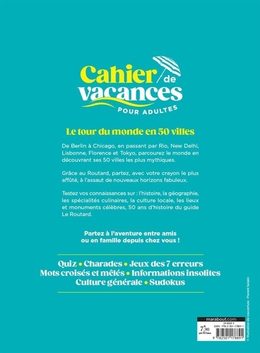 Cahier de vacances pour adultes Le Routard en 50 villes