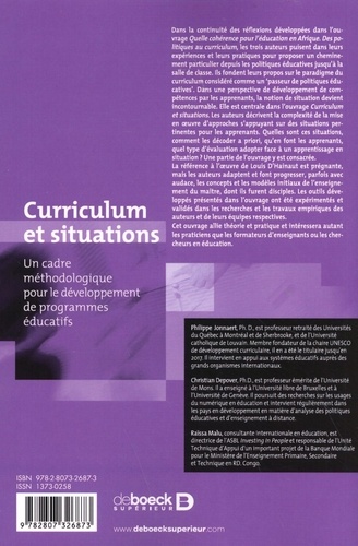 Curriculum et situations. Un cadre méthodologique pour le développement de programmes éducatifs
