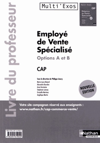 Philippe Lieury - Employé de vente spécialisé options A et B CAP - Livre du professeur.