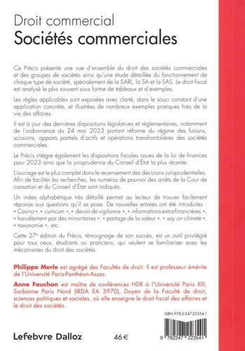 Droit commercial. Sociétés commerciales  Edition 2023-2024