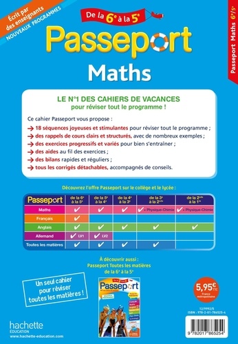 Passeport Maths de la 6e à la 5e  Edition 2019