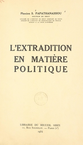 L'extradition en matière politique