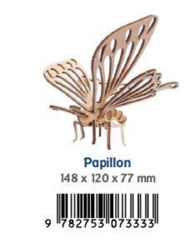 Papillon. Maquette en bois Taille : 148 x 120 x 77 mm