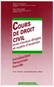 Cours De Droit Civil. Tome 1, Premier Volume, Introduction, Personnes, Famille, Avec Travaux Diriges Et Sujets D'Examen, 14eme Edition