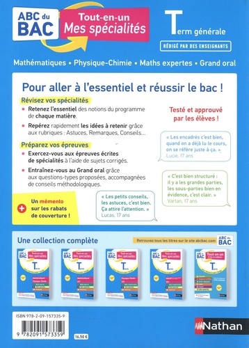 Mes spécialités Mathématiques - Physique-Chimie Tle. Option Maths expertes, grand oral  Edition 2021