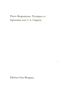Pycniques et leptosomes ( sur C.-A. Cingria )