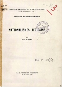 Pierre Bonnafé - Nationalismes africains.