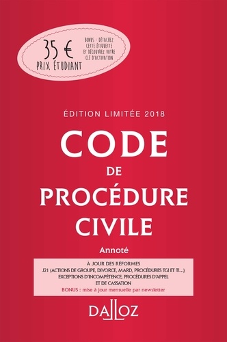 Code de procédure civile 2018  Edition limitée - Occasion