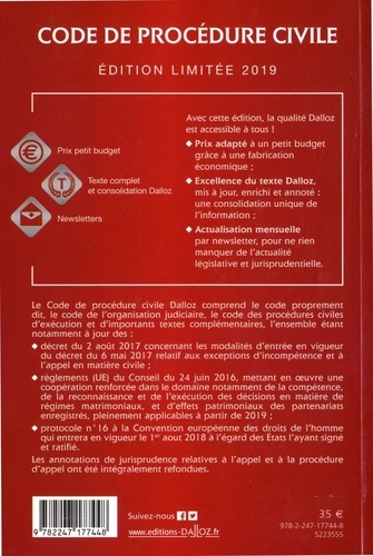 Code de procédure civile 2019 annoté  Edition limitée