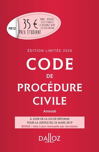 Code de procédure civile annoté  Edition 2020 - Occasion