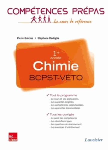 Pierre Grécias et Stéphane Rédoglia - Chimie 1re année BCPST VETO - Nouveaux programmes 2013.