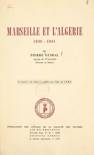 Marseille et l'Algérie, 1830-1841