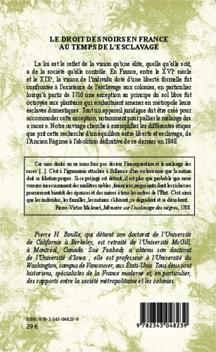 Le droit des noirs en France au temps de l'esclavage. Textes choisis et commentés