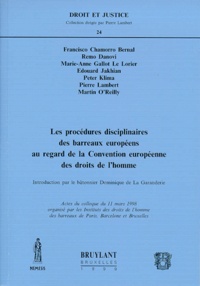 Les procédures disciplinaires des barreaux européens au regard de la Convention européenne des Droits de lHomme - Actes du colloque du 11 mars 1998.pdf