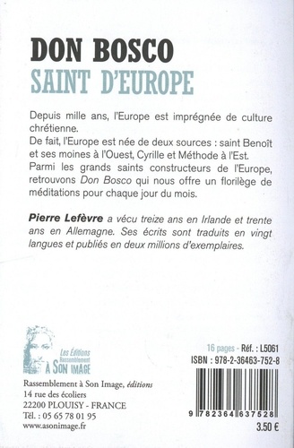 Don Bosco - Saint d'Europe. Citations choisies