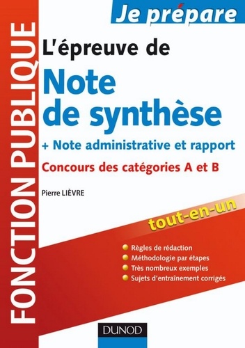 Pierre Lièvre - L'épreuve de note de synthèse - 2e édition.