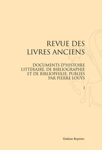 Revue des livres anciens