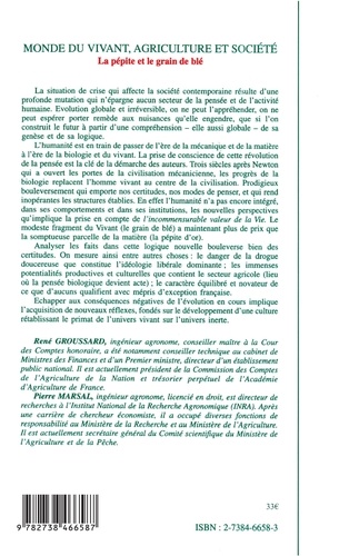 Monde du vivant, agriculture et société. La pépite et le grain de blé