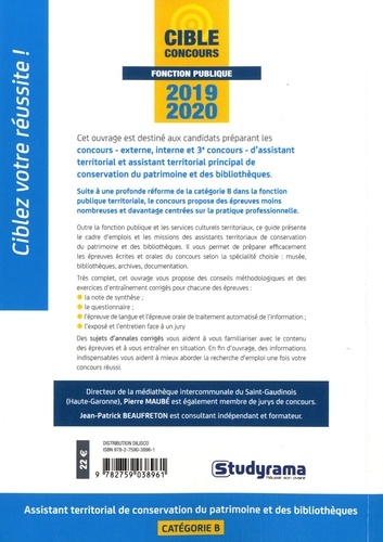 Assistant territorial de conservation du patrimoine et des bibliothèques. Concours externe, interne et 3e concours, catégorie B  Edition 2019-2020