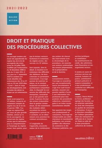 Droit et pratique des procédures collectives  Edition 2021-2022