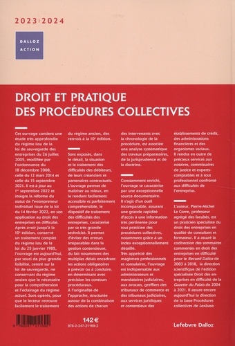 Droit et pratique des procédures collectives  Edition 2023-2024