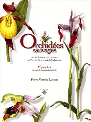 Pierre Moënne-Loccoz - Orchidées sauvages des Ardennes, des Savoies, du Var, du Vercors et d'Andalousie - 44 Planches, crayons de couleur et aquarelles.