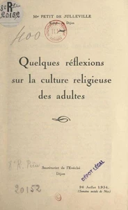 Quelques réflexions sur la culture religieuse des adultes
