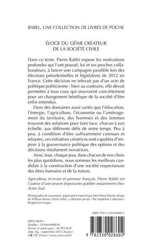 Eloge du génie créateur de la société civile