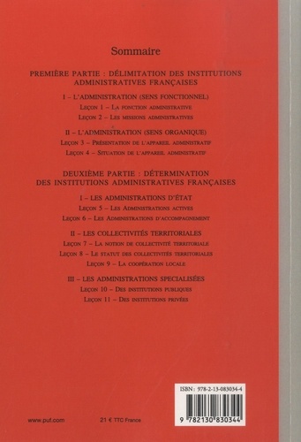 Manuel d'institutions administratives françaises 6e édition actualisée
