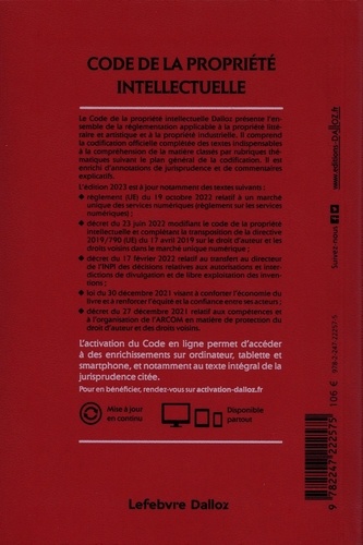 Code de la propriété intellectuelle. Annoté et commenté  Edition 2023
