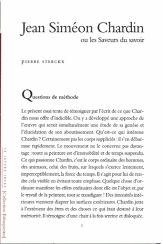 Pierre Sterckx - Jean Siméon Chardin ou les saveurs du savoir.