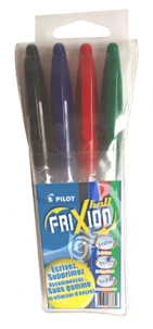 Pochette de 4 stylos roller Frixion effaçables 0,7mm (noir, rouge, bleu, vert)