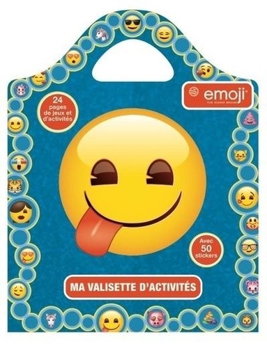  Pimchou - Ma valisette d'activités Emoji - 24 pages de jeux et d'activités, 50 stickers.