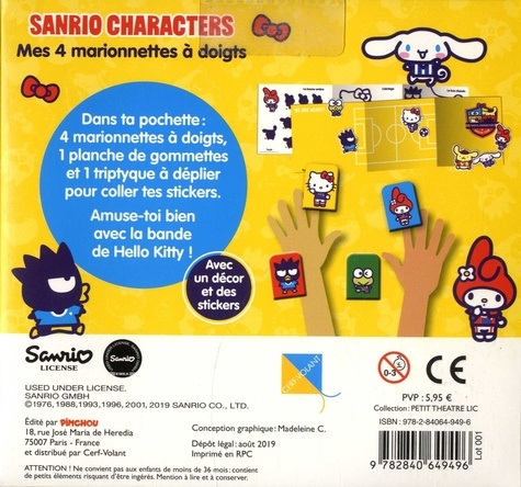 Sanrio characters. Mes 4 marionnettes à doigts. Avec un décor et des stickers