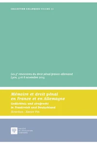 Mémoire et droit pénal en France et en Allemagne