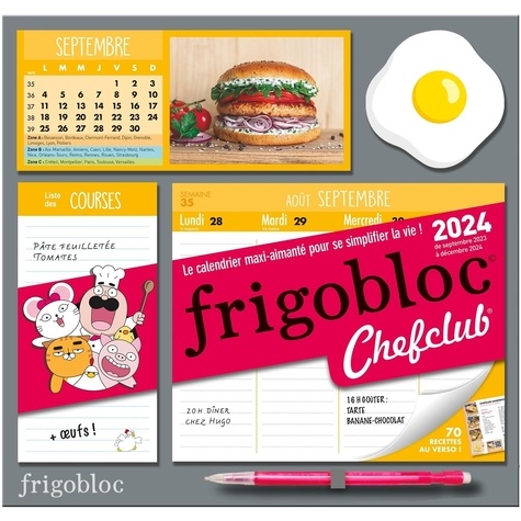 Frigobloc Hebdomadaire Chefclub. Le calendrier maxi-aimanté pour se simplifier la vie ! Avec un critérium  Edition 2023-2024