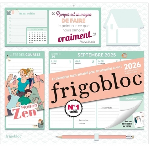 Frigobloc hebdomadaire Maison zen. Avec 1 crayon  Edition 2025-2026