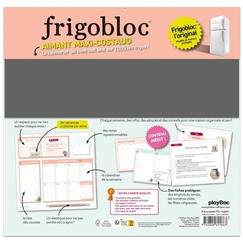 Frigobloc hebdomadaire Maison zen. Avec 1 crayon  Edition 2025-2026