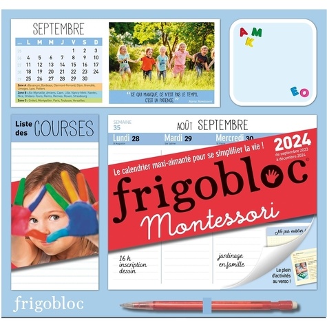  Play Bac et Vanessa Toinet - Frigobloc Hebdomadaire Montessori - Le calendrier maxi-aimanté pour se simplifier la vie ! Avec un critérium.