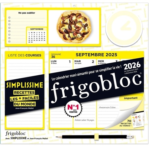 Frigobloc hebdomadaire Simplissime. Avec 1 crayon  Edition 2025-2026