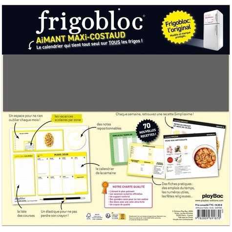 Frigobloc hebdomadaire Simplissime. Avec 1 crayon  Edition 2025-2026