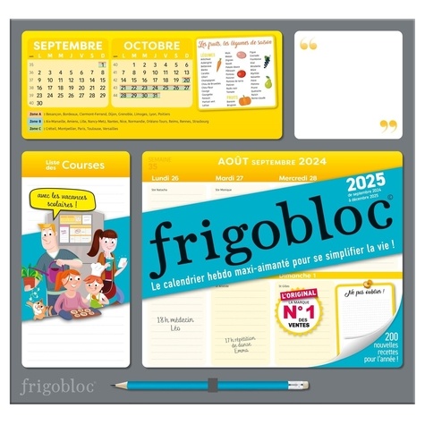 Frigobloc Hebdomadaire. Le calendrier hebdo maxi-aimanté pour se simplifier la vie ! Avec 1 crayon  Edition 2024-2025