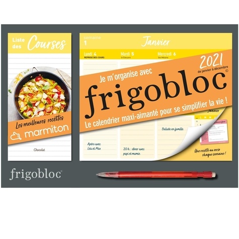 Frigobloc Les meilleures recettes Marmiton. Le calendrier maxi-aimanté pour se simplifier la vie ! Avec 1 criterium  Edition 2021