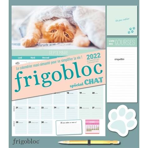  Play Bac - Frigobloc pour les amoureux des chats - Le calendrier maxi-aimanté pour se simplifier la vie ! Avec un critérium.