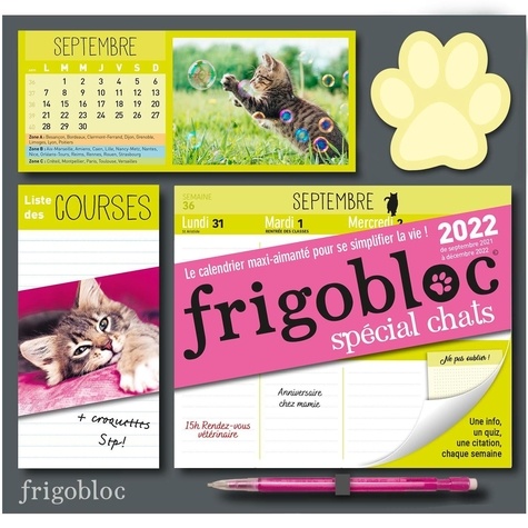 Frigobloc spécial chats. Une info, un quiz, une citation chaque semaine. Avec un criterium  Edition 2021-2022