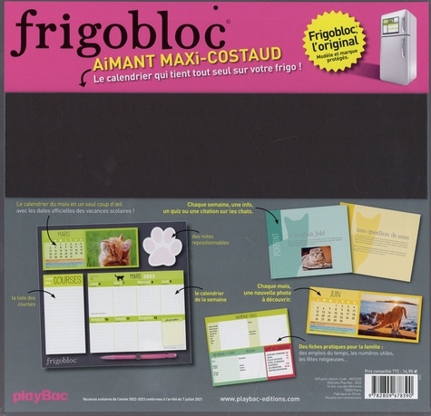 Frigobloc spécial chats. Le calendrier maxi-aimanté pour se simplifier la vie ! Avec un critérium  Edition 2023